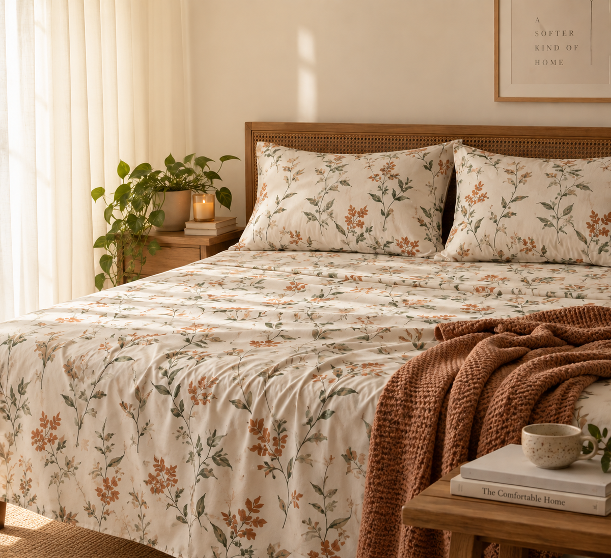 Cloud Cotton Bed Sheet Set (100% cotton, printed, with 2 pillow covers)