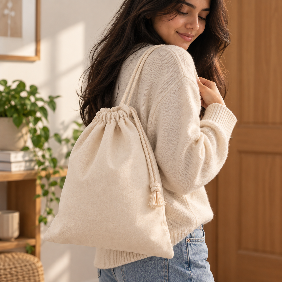 Cotton Drawstring Storage Bags (set of 3)