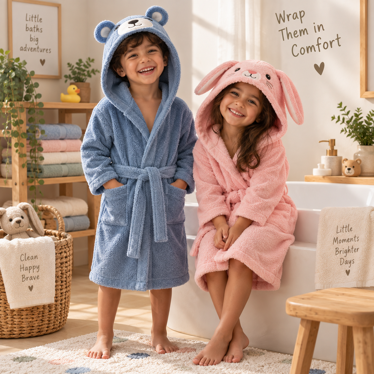 Kids Hooded Bathrobe (soft cotton terry)
