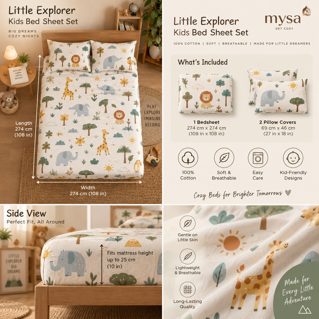 Little Explorer Kids Bed Sheet Set
