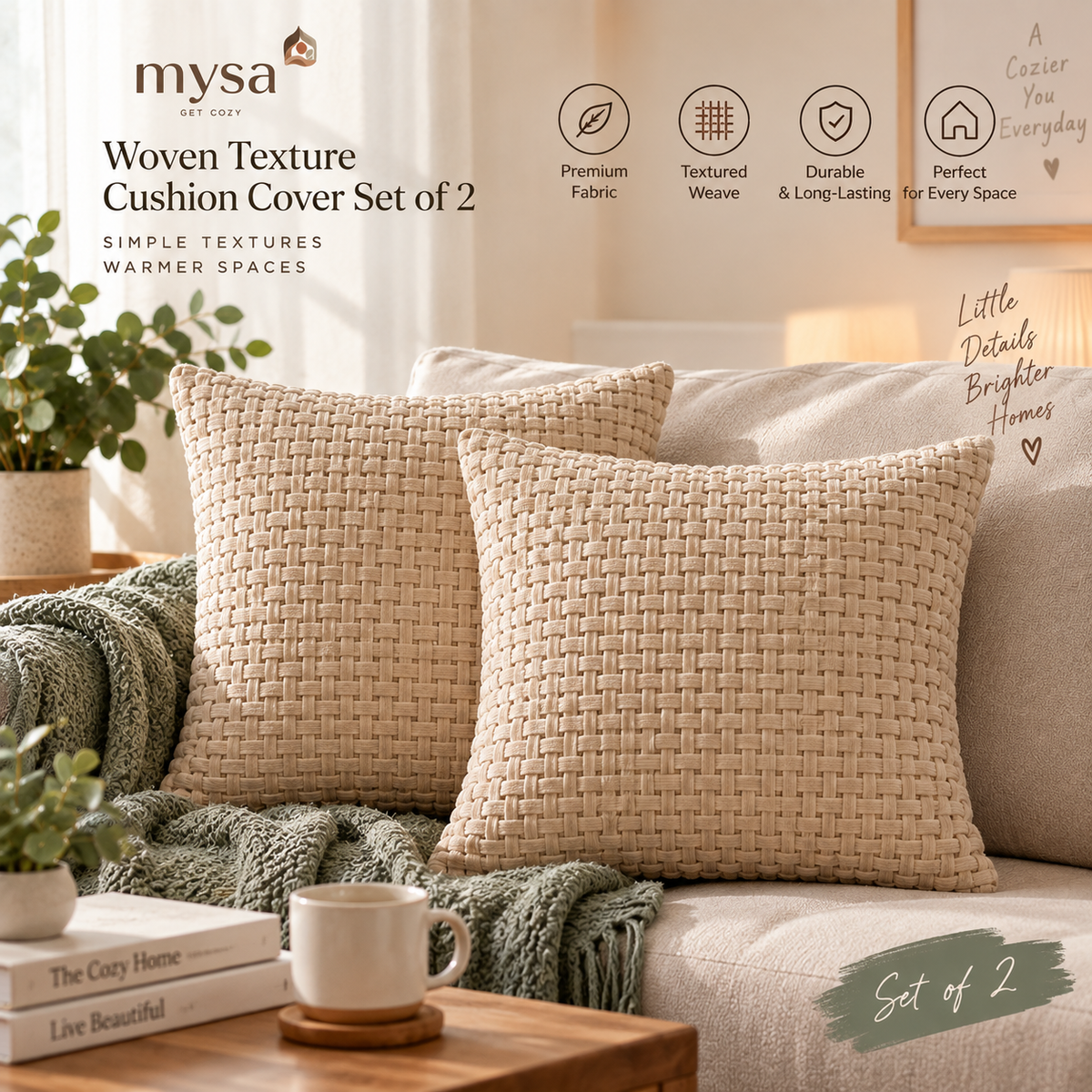 Woven Texture Cushion Cover Set of 2
