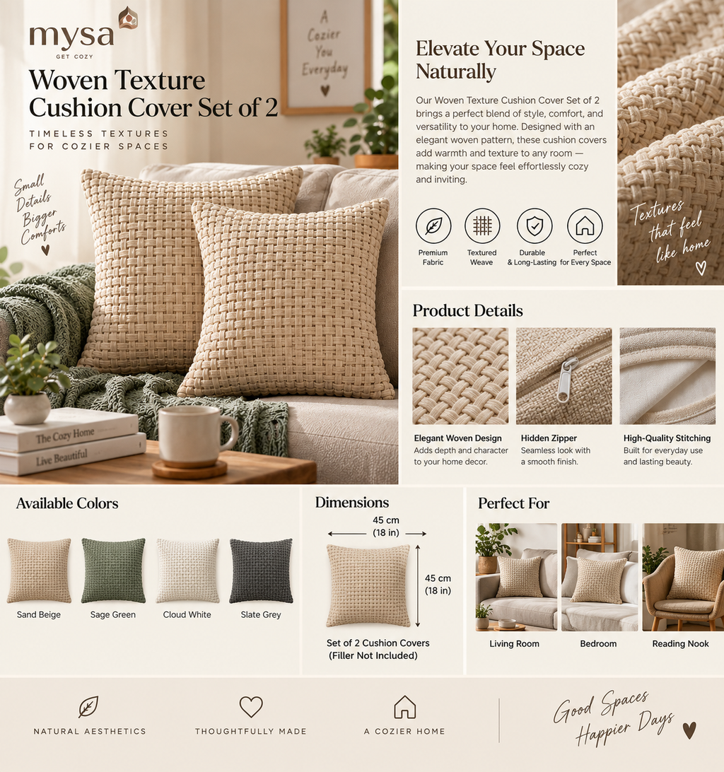Woven Texture Cushion Cover Set of 2